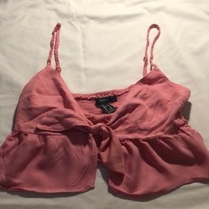 F21 Ribbon Candy Pink Crop Top